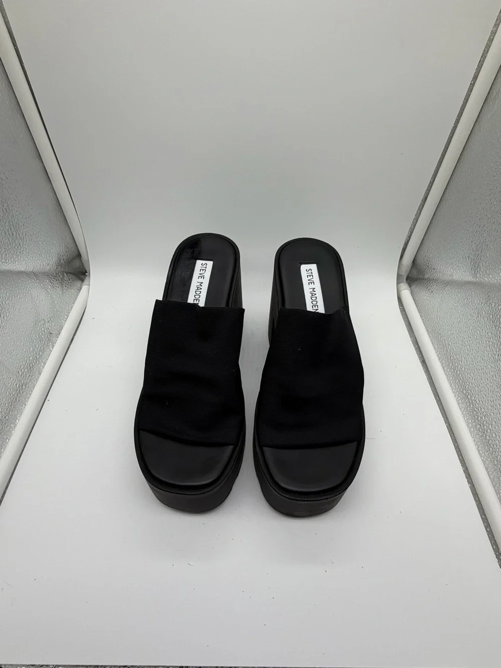 Steve Madden Black Chunky Platform Mule Heels